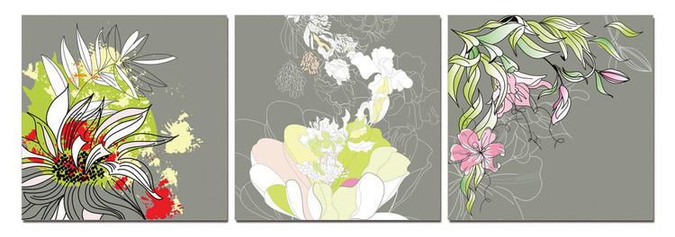 Τοποθετημένη εκτύπωση έργου τέχνης Modern Design - Colorful Blossoms