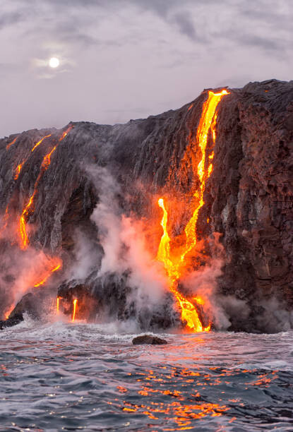 Samolepka Moon over Kilauea Eruption