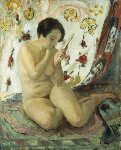 Samolepka Nude Sat with a Mirror; Nu Assis au Miroir, 1925-1930