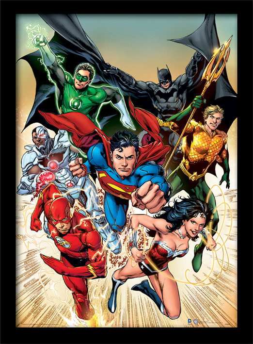 Zarámovaný plagát DC Comics - Justice League Heroic
