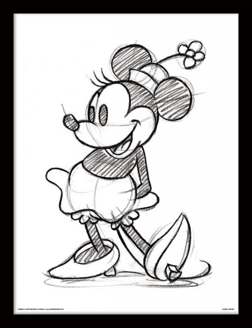 Zarámovaný plagát Myška Minnie (Minnie Mouse) - Sketched Single
