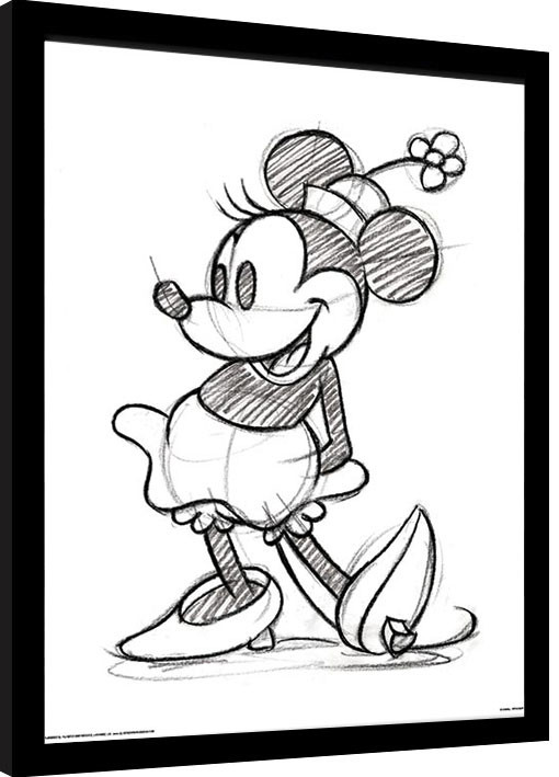 Zarámovaný plagát Myška Minnie (Minnie Mouse) - Sketched Single
