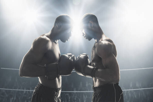 Obraz na plátně African American boxers standing in boxing ring
