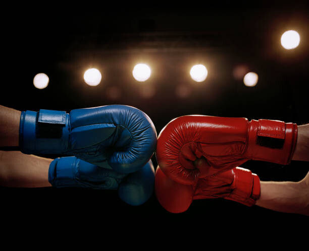 Obraz na plátně Close Up of Boxers Touching Boxing