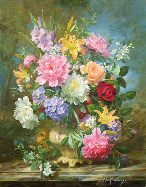 Obraz na plátně Peonies and mixed flowers