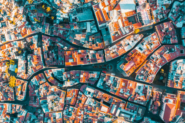 Obraz na plátně Aerial view on the colorful old