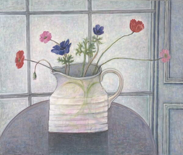 Obraz na plátně Anemones and Poppies in White Jug, 2008