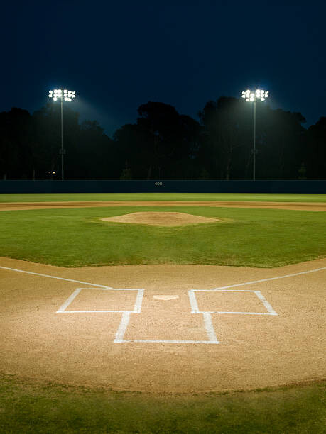 Obraz na plátně Baseball field at night
