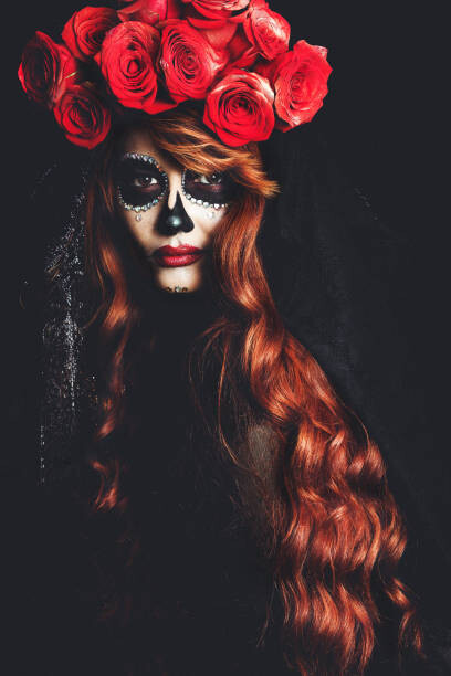 Obraz na plátně Catrina Roses and Makeup - Dia de Muertos