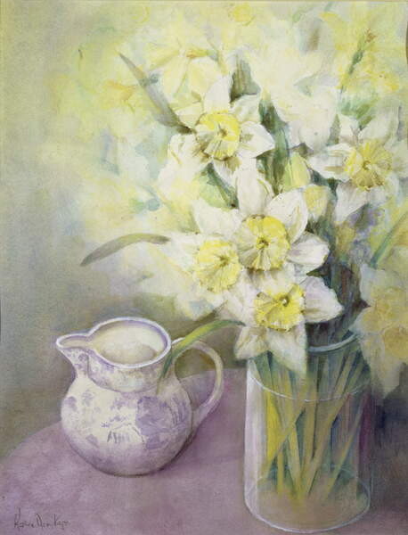 Obraz na plátně Daffodils with Oriental Jug