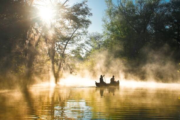 Obraz na plátně Everglades ya National Park - canoeing in mist