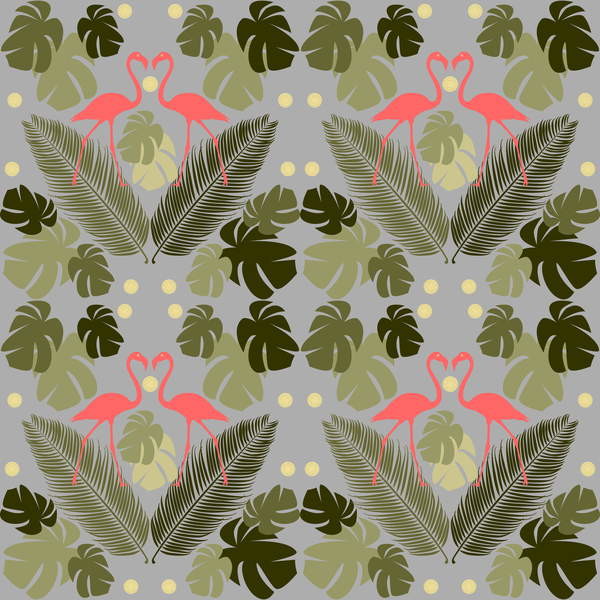 Obraz na plátně Flamingo and Palms