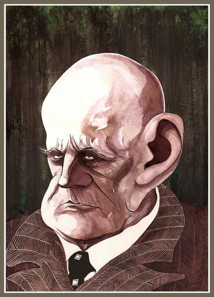 Obraz na plátně Jean Sibelius, Finnish composer , colour ink caricature