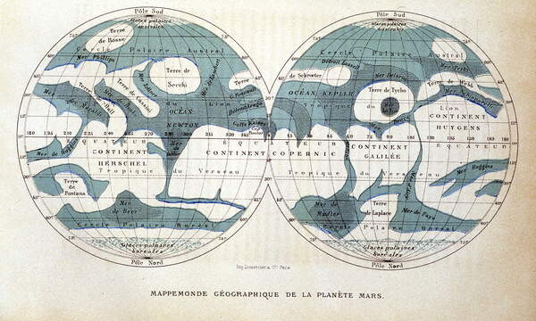Obraz na plátně Map of the Planet Mars, 1884