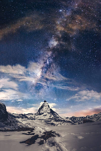 Obraz na plátně Matterhorn and Milky way