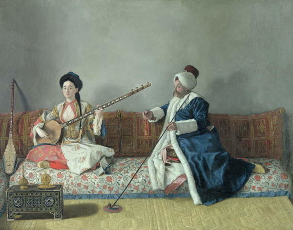 Obraz na plátně Monsieur Levett and Mademoiselle Helene Glavany in Turkish Costumes
