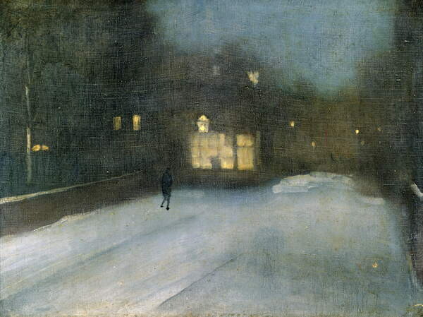 Obraz na plátně Nocturne in Grey and Gold: Chelsea Snow, 1876