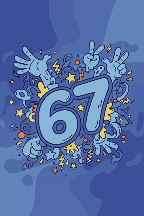 Obraz na plátně Six Seven - 67 blue