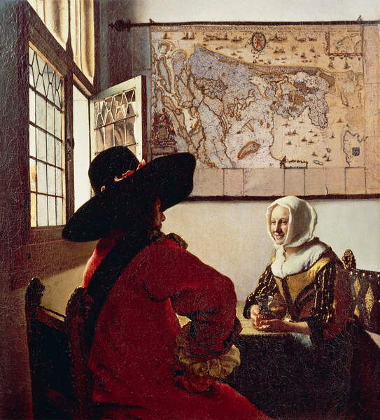 Obraz na plátně Soldier and laughing girl, 1658