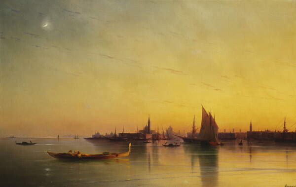 Obraz na plátně Venice from the Lagoon at Sunset, 1873