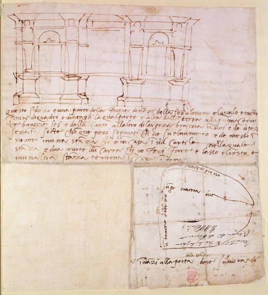 Obraz na plátně W.23r Architectural sketch with notes