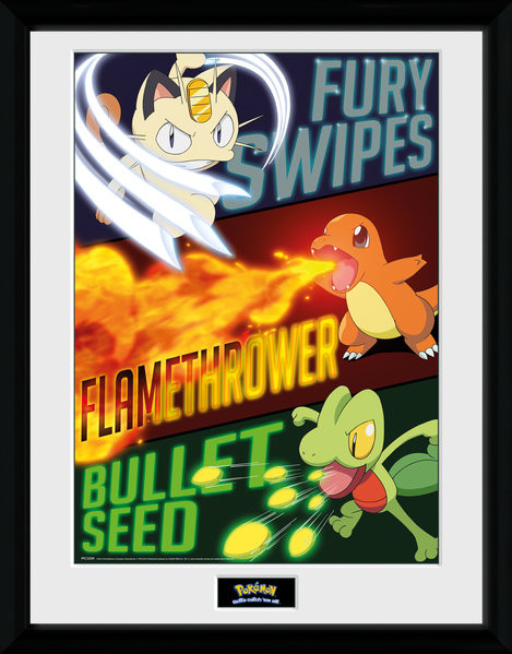 Zarámovaný plagát Pokemon - Moves