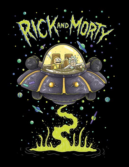 Zarámovaný plagát Rick and Morty - UFO