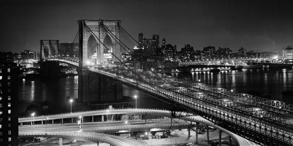 Obrazová reprodukce Brooklyn bridge at night