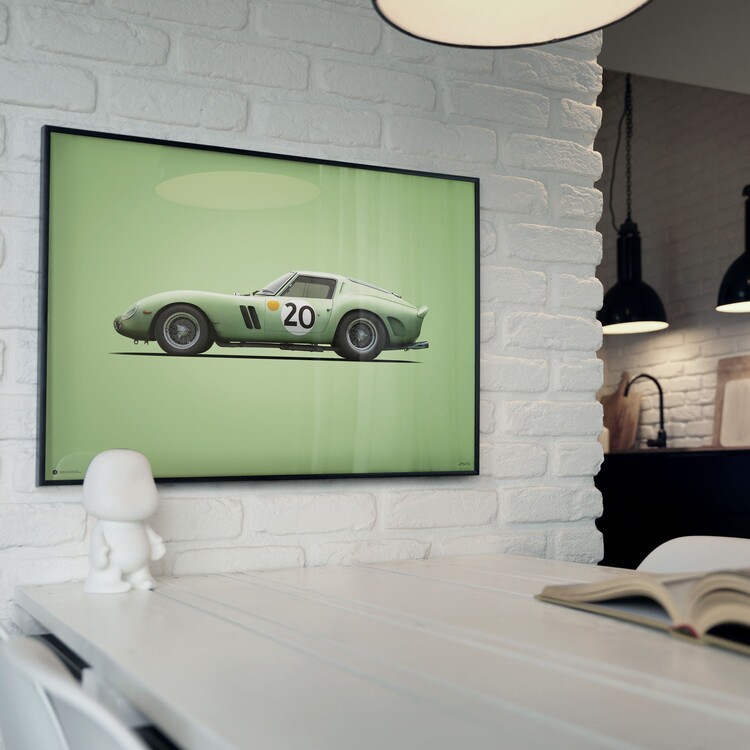 Umelecká tlač Ferrari 250 GTO - Green - 24h Le Mans - 1962