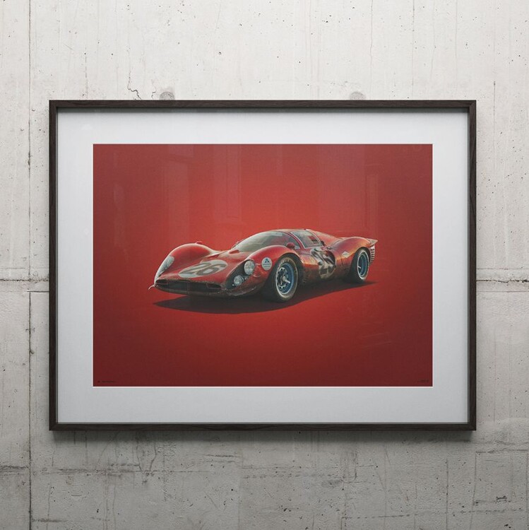 Umelecká tlač Ferrari 412P - Red - Daytona - 1967
