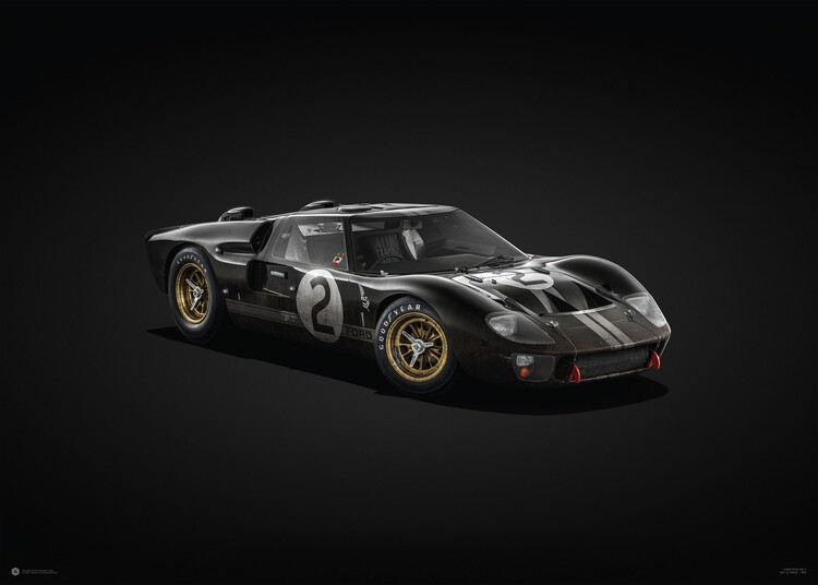 Umelecká tlač Ford GT40 - Black - 24h Le Mans - 1966
