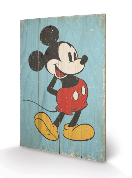 Obraz na drewnie Myszka Miki (Mickey Mouse) - Retro