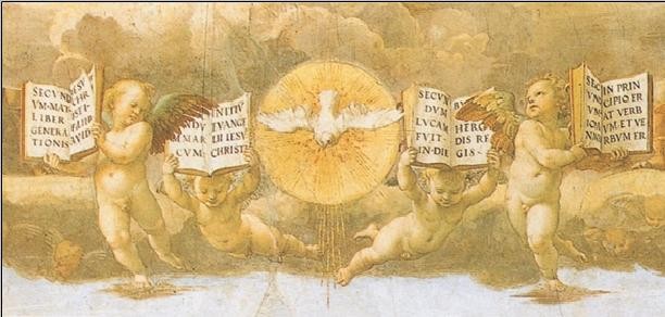 Raphael - The Disputation of the Sacrament, 1508-1509 (part) Obrazová reprodukcia