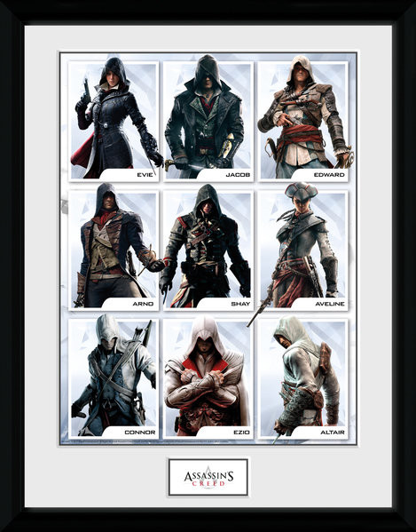 Oprawiony plakat Assassins Creed - Compilation Characters