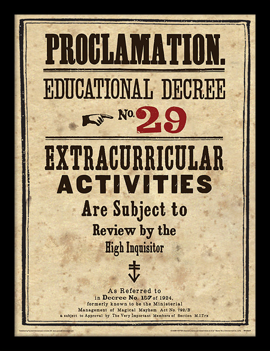 Zarámovaný plakát Harry Potter - Educational Decree No. 29