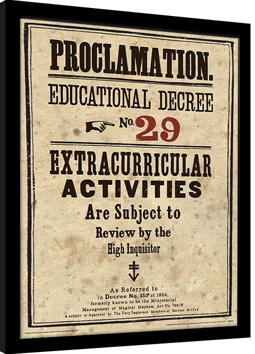 Zarámovaný plakát Harry Potter - Educational Decree No. 29