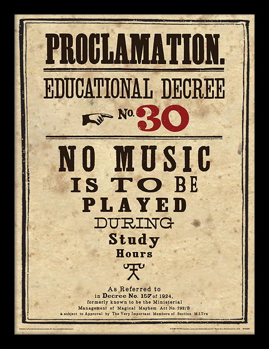 Zarámovaný plakát Harry Potter - Educational Decree No. 30