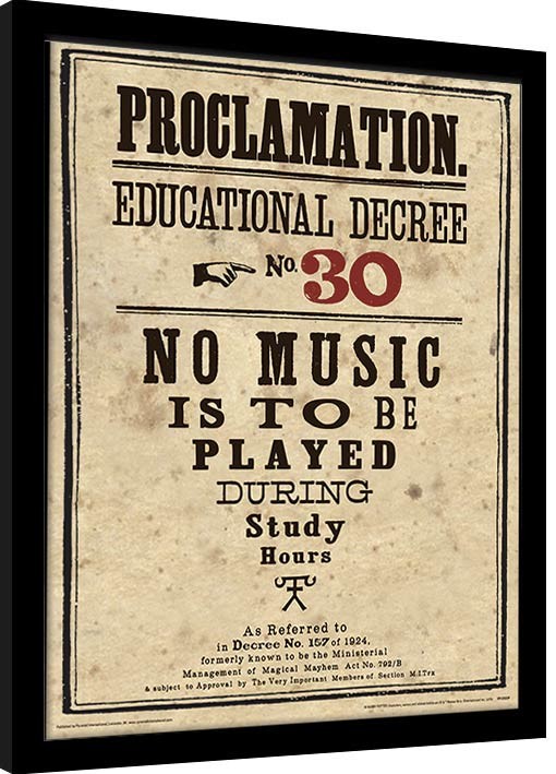 Zarámovaný plakát Harry Potter - Educational Decree No. 30