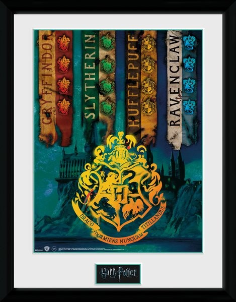 Zarámovaný plakát Harry Potter - House Flags