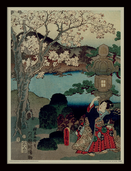 Zarámovaný plakát Kunisada - History of the Prince Genji, Blossom