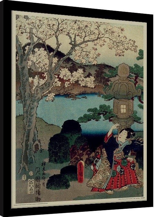 Zarámovaný plakát Kunisada - History of the Prince Genji, Blossom