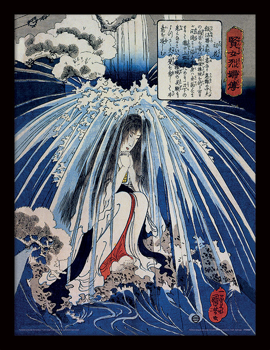 Zarámovaný plakát Kuniyoshi - Tonosawa Waterfall