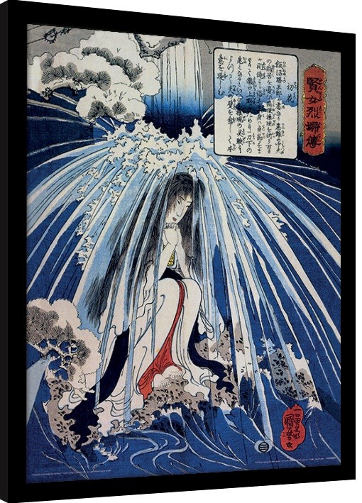 Zarámovaný plakát Kuniyoshi - Tonosawa Waterfall