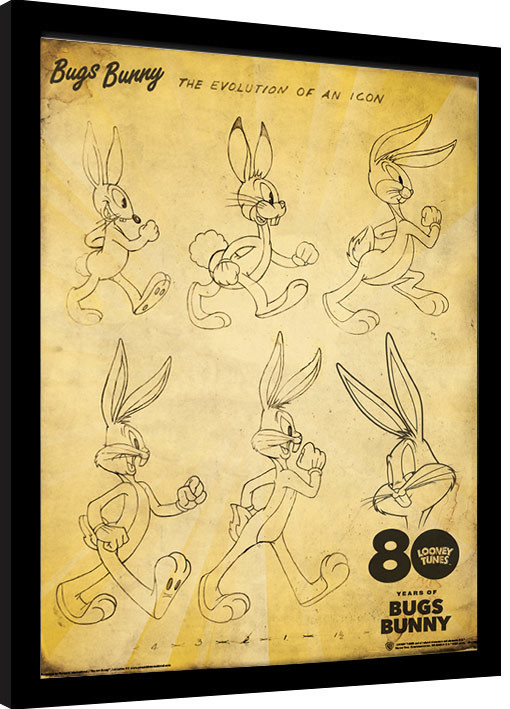 Zarámovaný plakát Looney Tunes - Bugs Bunny The Evolution Of An Icon