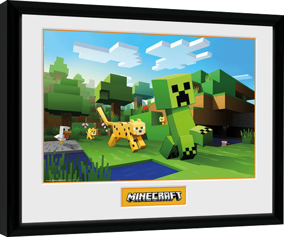 Zarámovaný plakát Minecraft - Ocelot Chase
