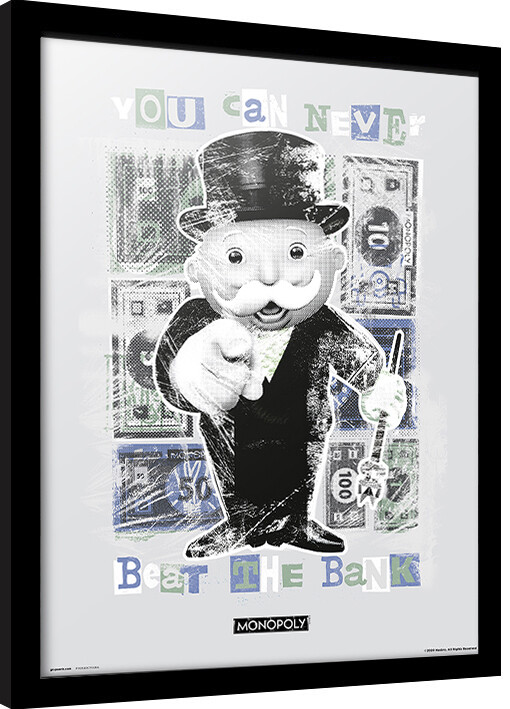 Zarámovaný plakát Monopoly - You Can Never Beat The Bank