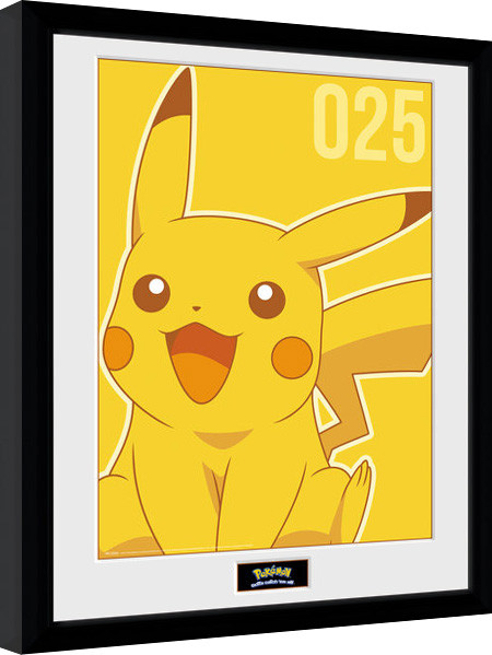 Zarámovaný plakát Pokemon - Pikachu Mono