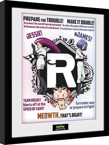 Oprawiony plakat Pokemon - Team Rocket