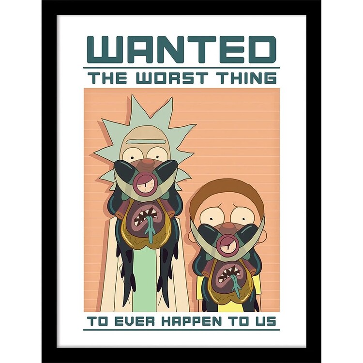 Zarámovaný plakát Rick and Morty - Wanted