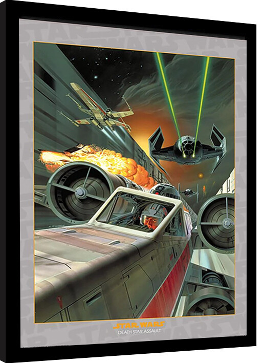 Zarámovaný plakát Star Wars - Death Star Assault